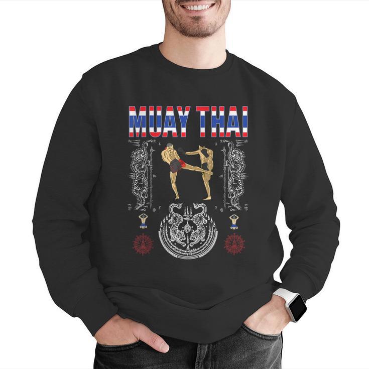 Sawadee Thai Traditional Sak Yant Thai Twin Tiger Muay Thai Men Graphic Sweatshirt