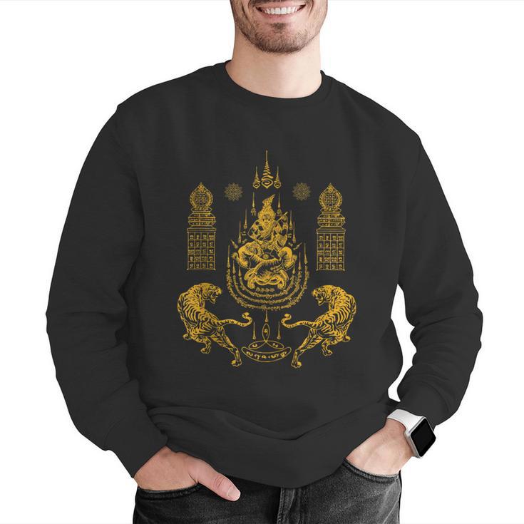 Sawadee Thai Traditional Sak Yant Thai Twin Tigers Muay Thai Men Graphic Sweatshirt Sawadee Thai Traditional Sak Yant Thai Twin Tigers Muay Thai Men Graphic Sweatshirt