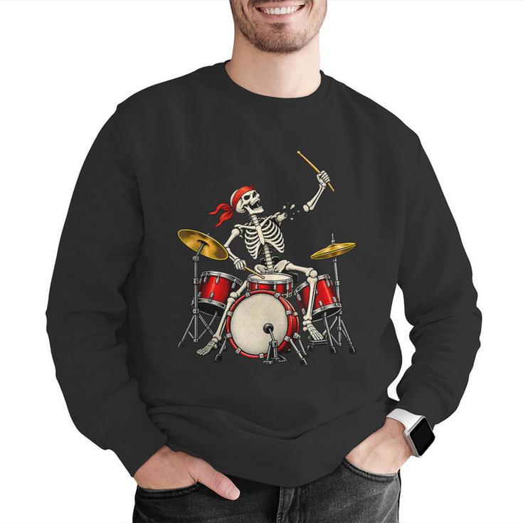 Skeleton Drummer Skull Drum Kit Halloween Sleeveless Men Graphic Sweatshirt