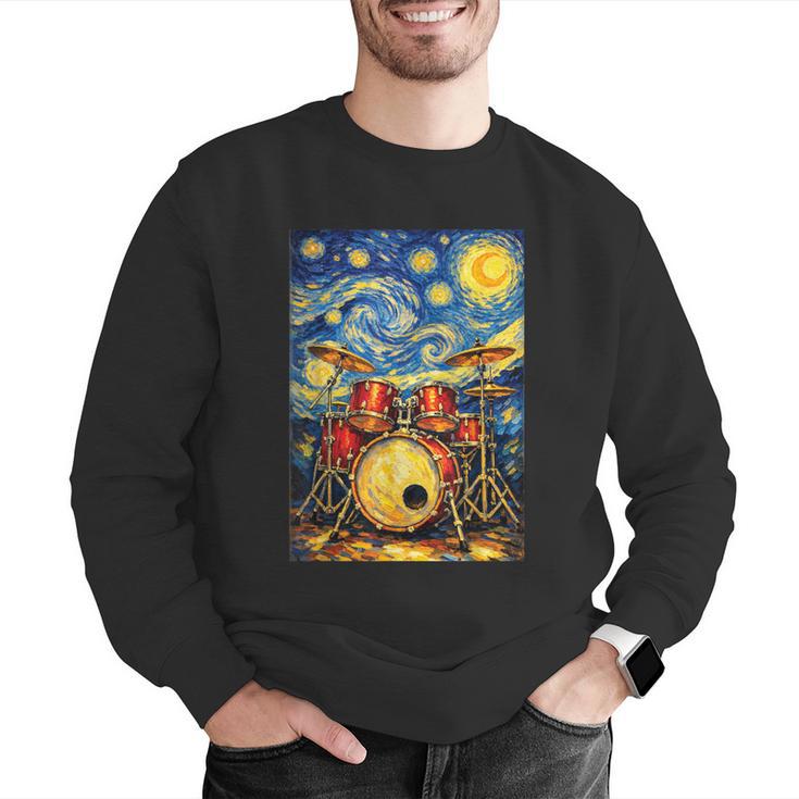 Starry Night Drum Kit Van Gogh Style Art Men Graphic Sweatshirt Starry Night Drum Kit Van Gogh Style Art Men Graphic Sweatshirt