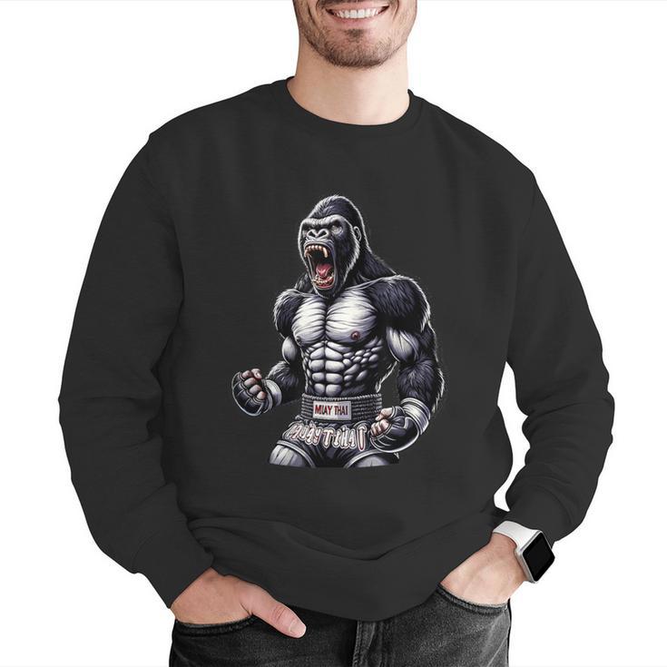 Strong Muay Thai Gorilla Thai Boxing And Fighting Men Graphic Sweatshirt