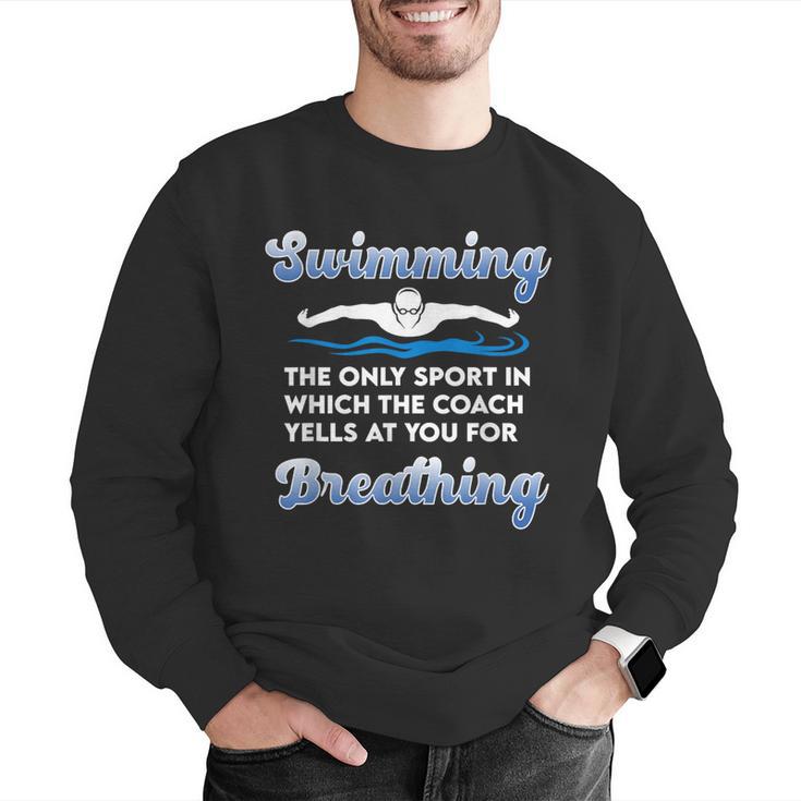 Swim Team Swimming Coach Quote Swim Breathing Joke Men Graphic Sweatshirt Swim Team Swimming Coach Quote Swim Breathing Joke Men Graphic Sweatshirt