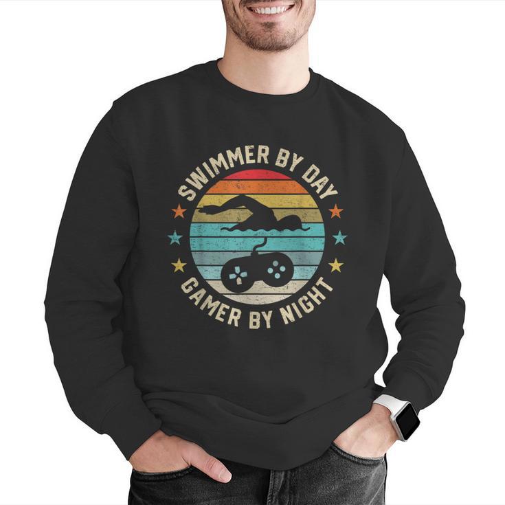 Swimmer By Day Gamer By Night Swimming Swim Lover Gaming Men Graphic Sweatshirt Swimmer By Day Gamer By Night Swimming Swim Lover Gaming Men Graphic Sweatshirt