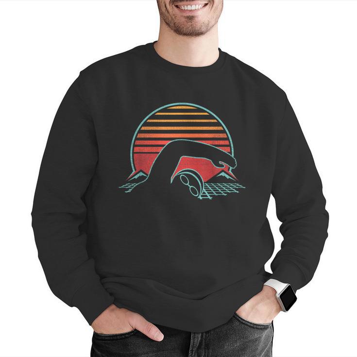 Swimming Retro Vintage 80s Style Swimmer Men Graphic Sweatshirt Swimming Retro Vintage 80s Style Swimmer Men Graphic Sweatshirt