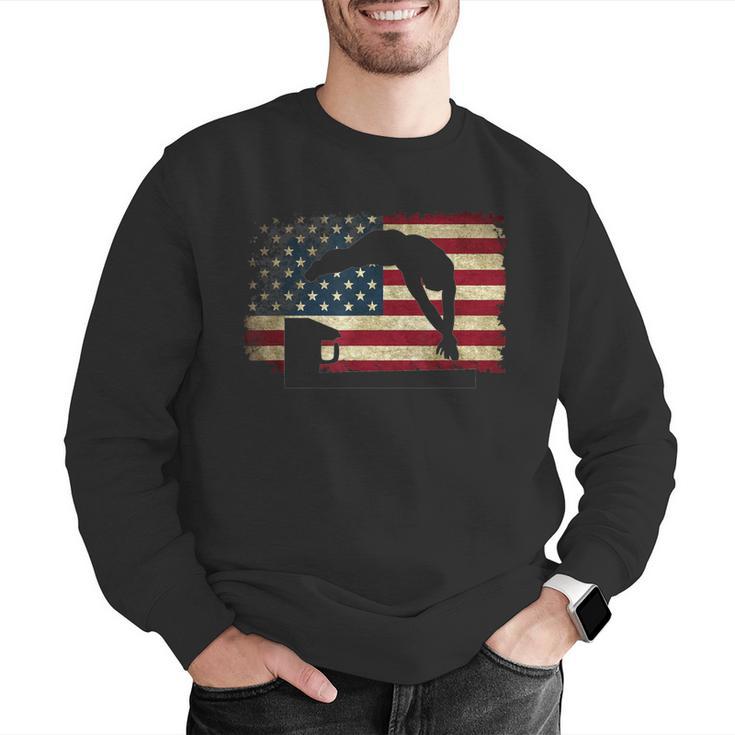 Swimming Swim Team Distressed American Flag USA Swimmer Men Graphic Sweatshirt Swimming Swim Team Distressed American Flag USA Swimmer Men Graphic Sweatshirt