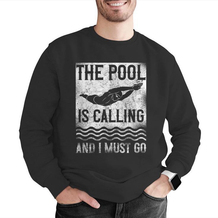 Swimming Swimmer Swim The Pool Is Calling Vintage Men Graphic Sweatshirt Swimming Swimmer Swim The Pool Is Calling Vintage Men Graphic Sweatshirt