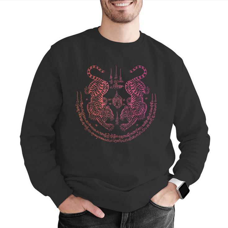 Thai Tattoo Twin Tiger Sak Yant Muay Thai Thailand Graphic Men Graphic Sweatshirt