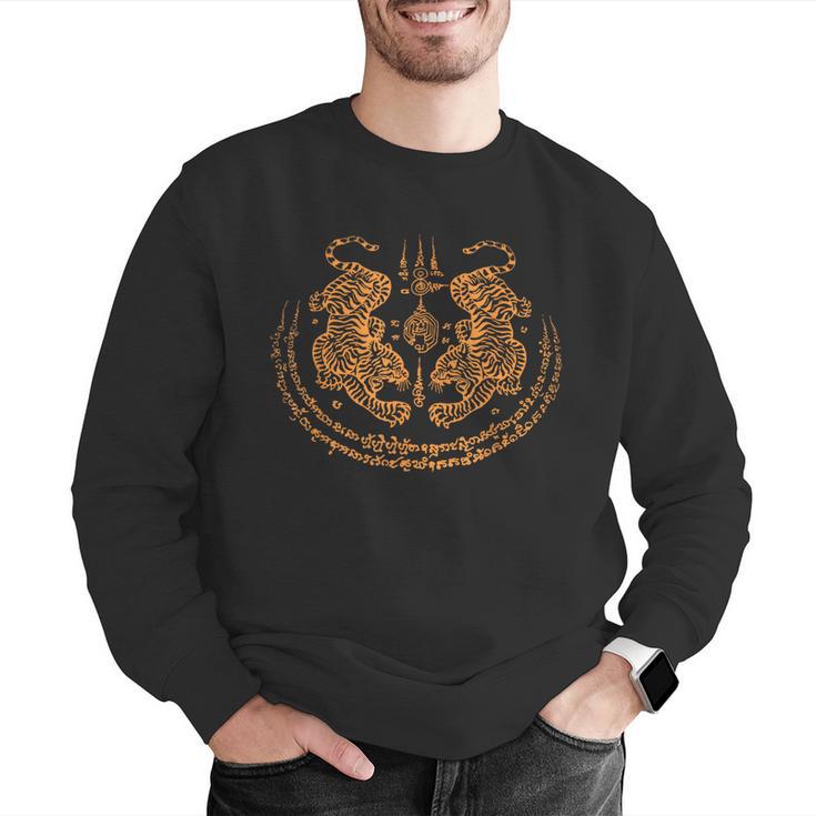 Twin Tiger Sak Yant Tattoo Muay Thai Thai Martial Arts Men Graphic Sweatshirt Twin Tiger Sak Yant Tattoo Muay Thai Thai Martial Arts Men Graphic Sweatshirt