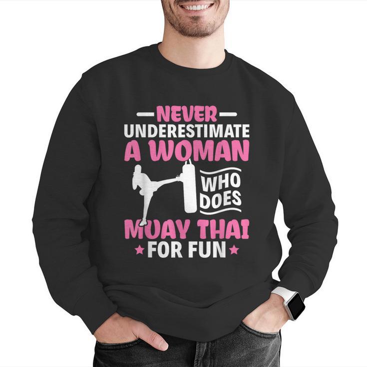 Never Underestimate A Woman Thai Boxing Muay Thai Fighter Men Graphic Sweatshirt Never Underestimate A Woman Thai Boxing Muay Thai Fighter Men Graphic Sweatshirt