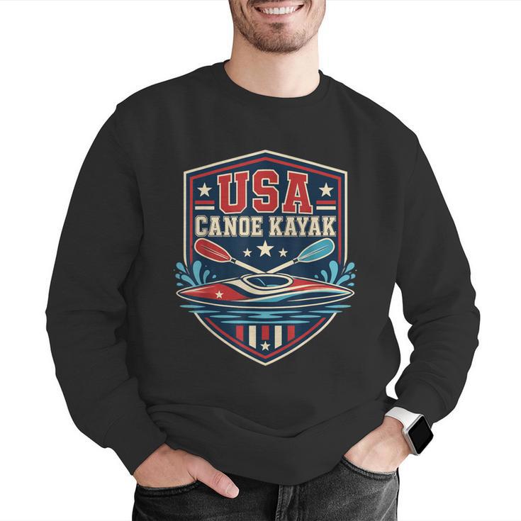 USA Canoe Kayak Paddling American Flag Emblem Men Graphic Sweatshirt