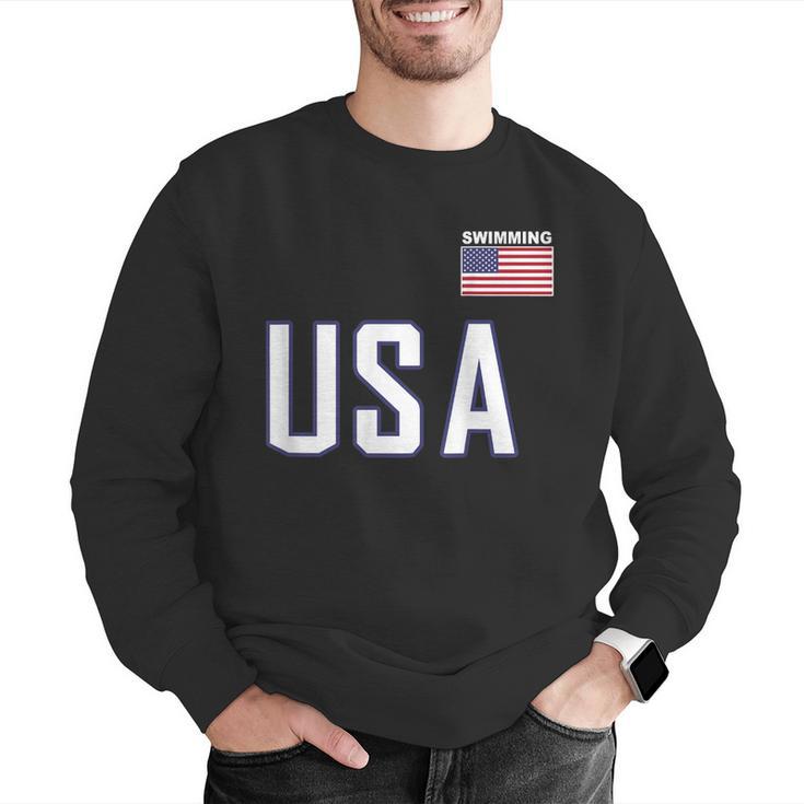 USA Flag Swim Swimming Sport Practice Equipment Men Women Men Graphic Sweatshirt