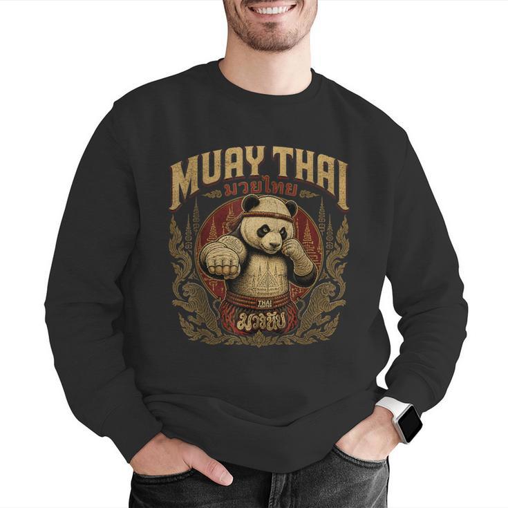 Vintage Muay Thai Gym Thai Boxing Training Fighter Panda Men Graphic Sweatshirt Vintage Muay Thai Gym Thai Boxing Training Fighter Panda Men Graphic Sweatshirt