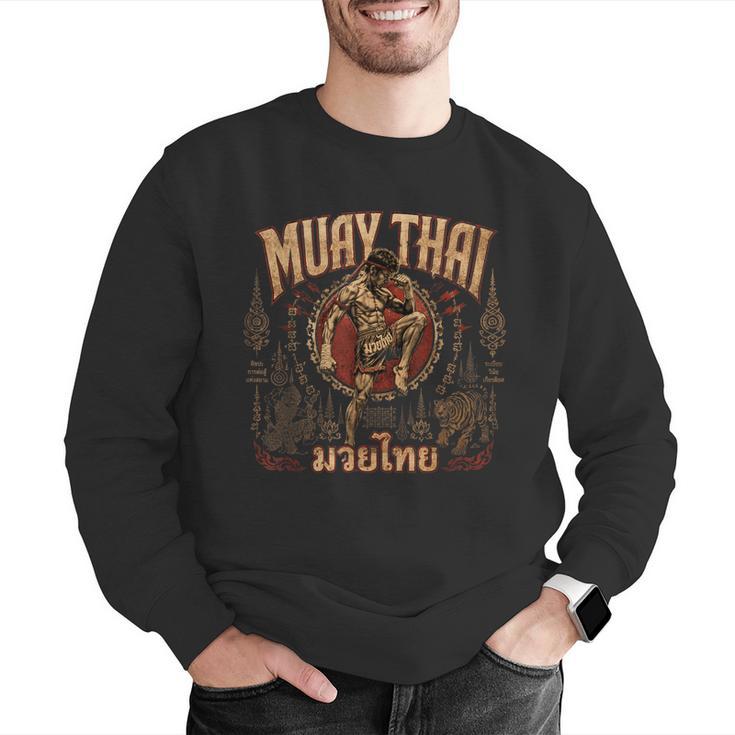 Vintage Muay Thai Wai Kru Thai Boxing Ritual Art Men Graphic Sweatshirt