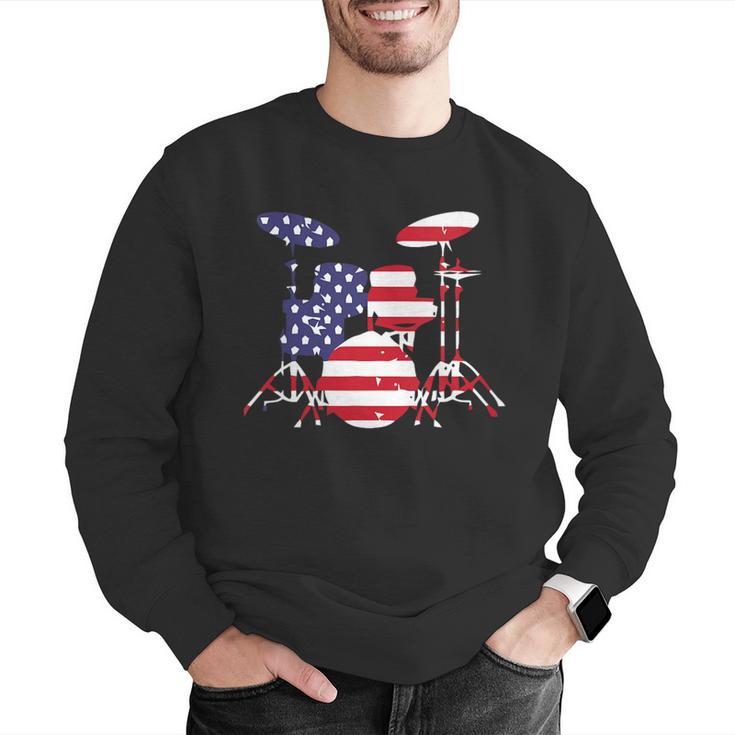 Women's American Flag Drum Kit Patriotic US Drum Art Men Graphic Sweatshirt Women's American Flag Drum Kit Patriotic US Drum Art Men Graphic Sweatshirt