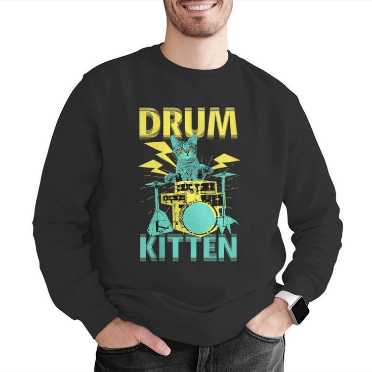 Women's Cute Drummer Cat Drum Kitten Men Graphic Sweatshirt
