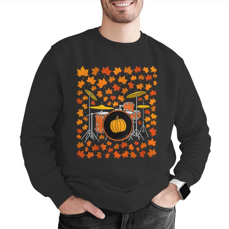 Women's Drum Kit With Leaves Fall Drummer Autumn Musician Men Graphic Sweatshirt Women's Drum Kit With Leaves Fall Drummer Autumn Musician Men Graphic Sweatshirt