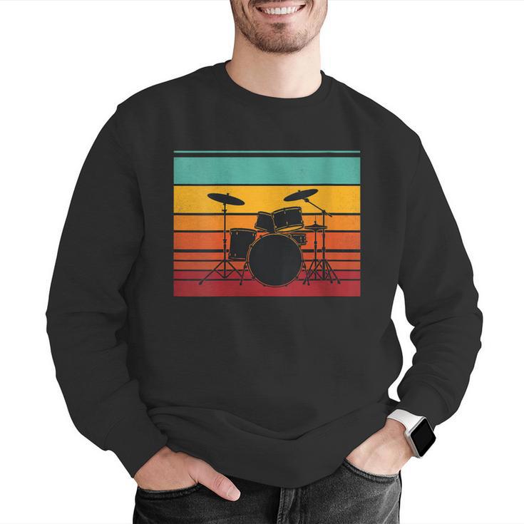 Women's Retro Drum Kit Silhouette With Color Stripes Men Graphic Sweatshirt Women's Retro Drum Kit Silhouette With Color Stripes Men Graphic Sweatshirt