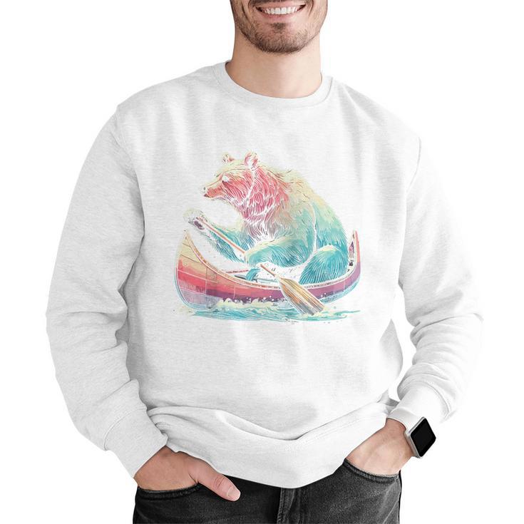 Canoe Bear Canoeing Raglan Baseball Tee Men Graphic Sweatshirt