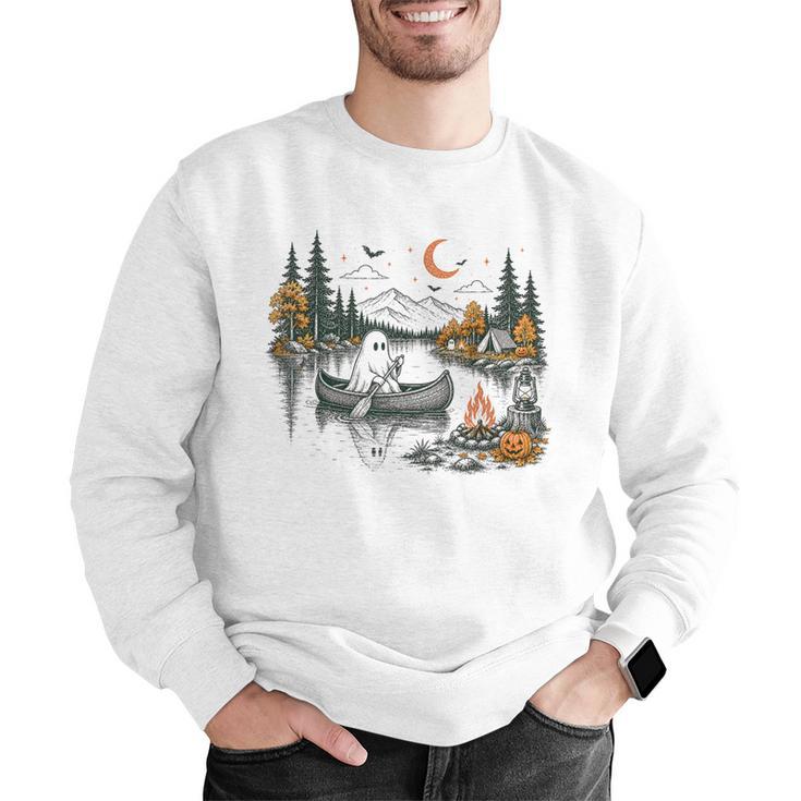 Canoe Ghost Camping Ghost Lake Halloween Spooky Fall Camping Men Graphic Sweatshirt