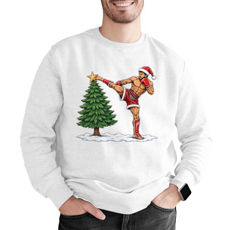 Festive Muay Thai Santa Christmas Men Graphic Sweatshirt