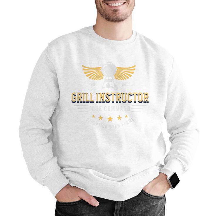 Grill Instructor BBQ Dad – 'Cue Command Op Open Flame Father Men Graphic Sweatshirt