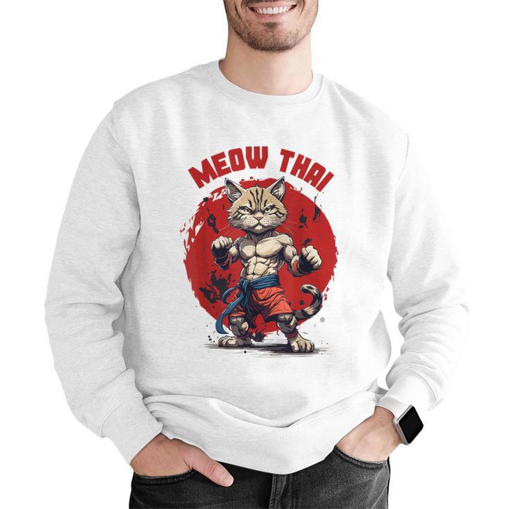 Meow Thai Funny Muay Thai And Cats Lover Men Graphic Sweatshirt