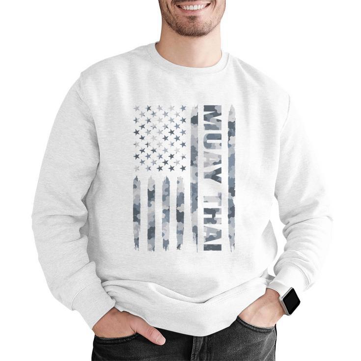 Muay Thai American Flag Camo Military Patriotic Men Graphic Sweatshirt Muay Thai American Flag Camo Military Patriotic Men Graphic Sweatshirt