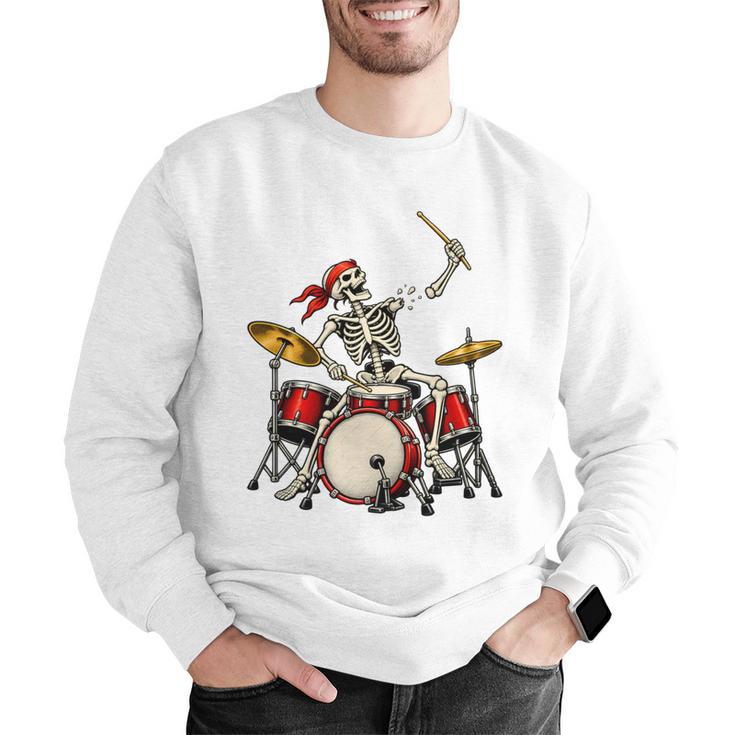 Skeleton Drummer Skull Drum Kit Halloween Men Graphic Sweatshirt