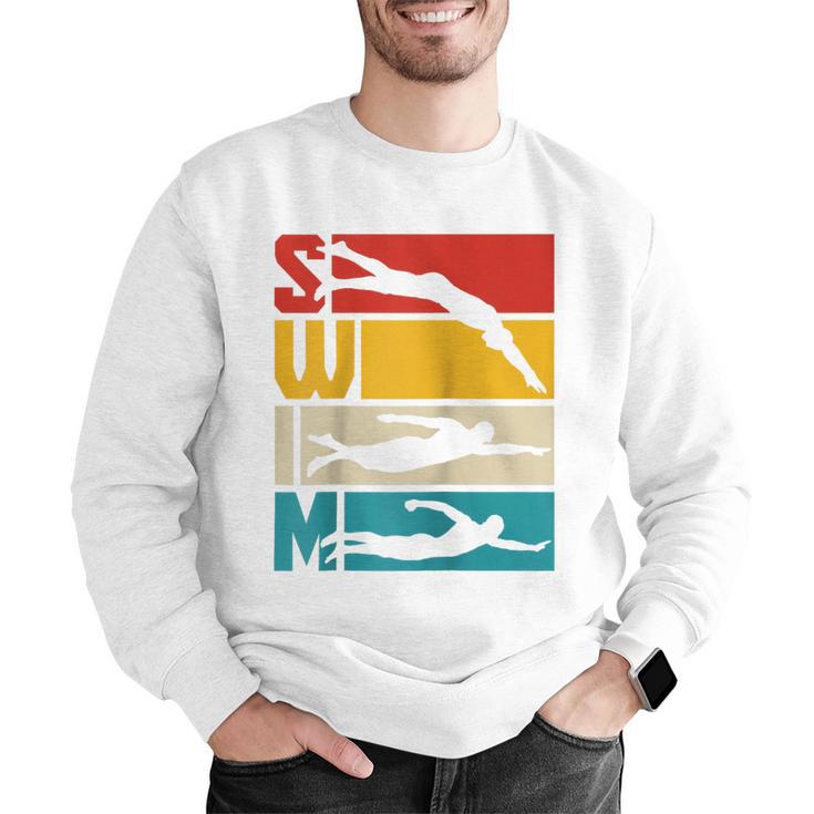 Swim Swimming Vintage Retro Swimmer Raglan Baseball Tee Men Graphic Sweatshirt Swim Swimming Vintage Retro Swimmer Raglan Baseball Tee Men Graphic Sweatshirt