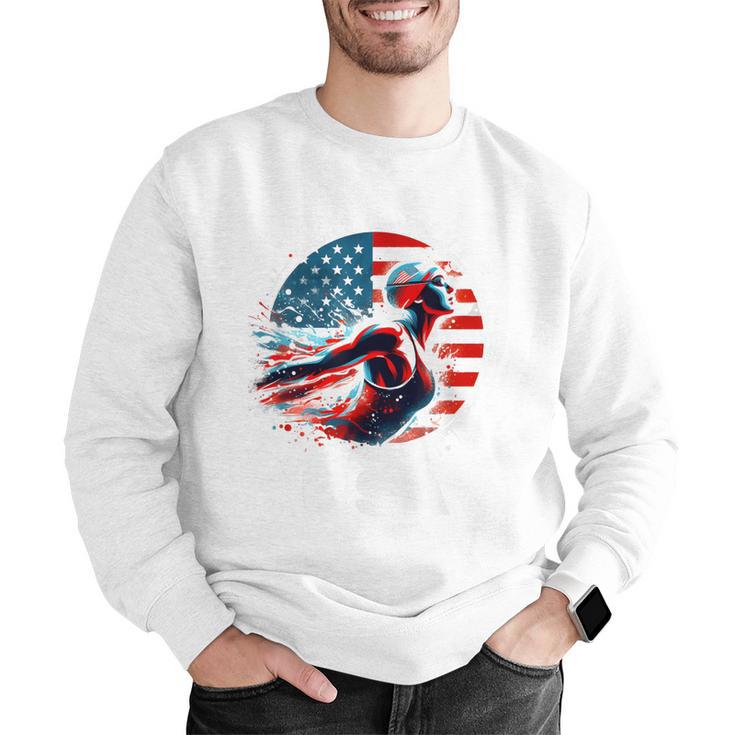 Swimming United States Apparel American Flag Swimming Men Graphic Sweatshirt Swimming United States Apparel American Flag Swimming Men Graphic Sweatshirt