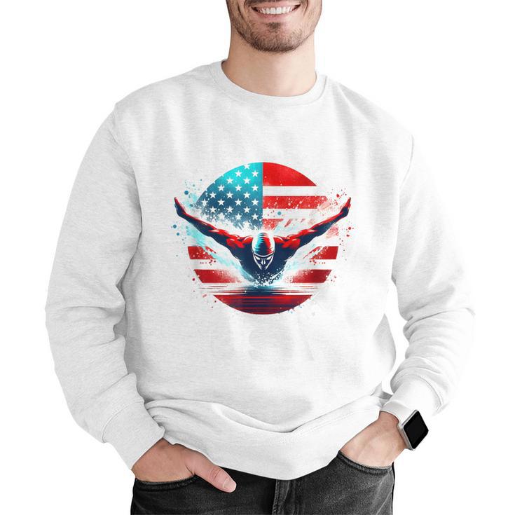 Swimming United States Shirt With American Flag Swimming Men Graphic Sweatshirt Swimming United States Shirt With American Flag Swimming Men Graphic Sweatshirt