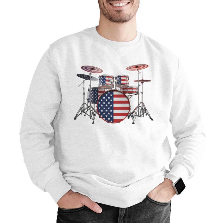 USA Patriotic Drum Kit American Flag Drum Set Men Graphic Sweatshirt USA Patriotic Drum Kit American Flag Drum Set Men Graphic Sweatshirt