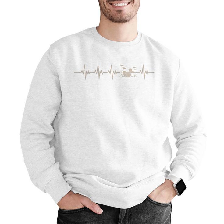 Vintage Drum Kit Heartbeat Graphic For Drummers Men Graphic Sweatshirt