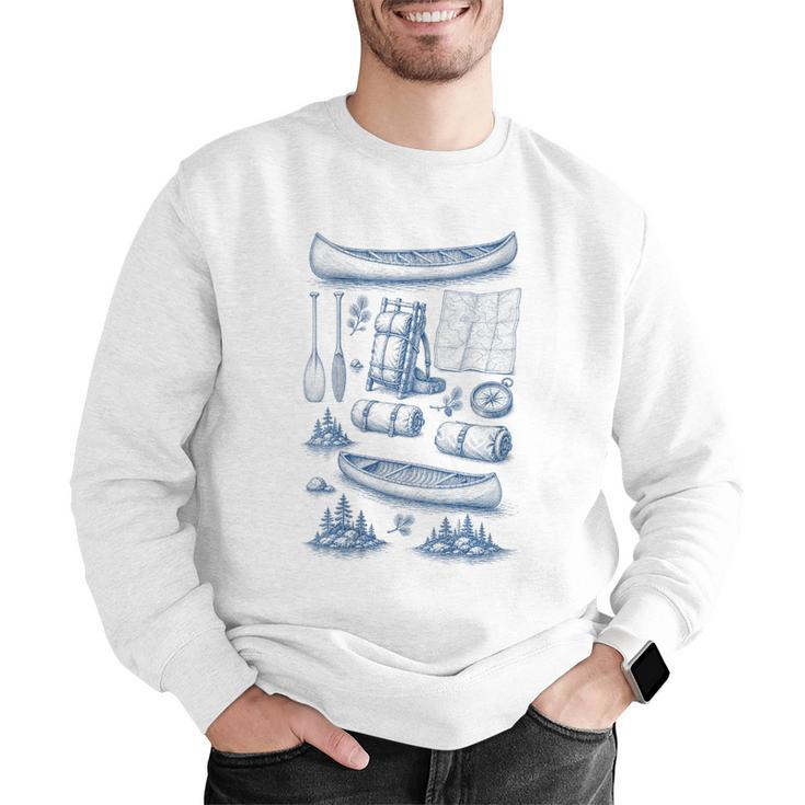 Women's Canoe Wilderness Gear Vintage Chart Collection Illustration Men Graphic Sweatshirt