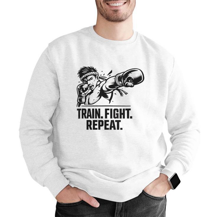 Women's Train Fight Repeat Nak Muay Thai Boxing Fighter Men Graphic Sweatshirt Women's Train Fight Repeat Nak Muay Thai Boxing Fighter Men Graphic Sweatshirt