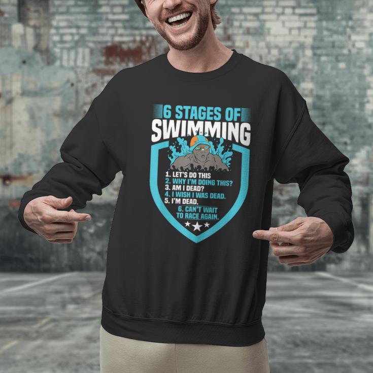 6 Stages Of Swimming Joke Sports Athlete Pool Swimmer Men Graphic Sweatshirt 6 Stages Of Swimming Joke Sports Athlete Pool Swimmer Men Graphic Sweatshirt