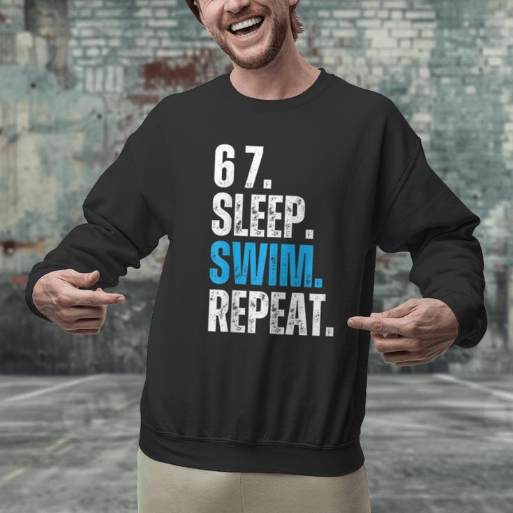 67 Sleep Swim Repeat Swimming Swimmer 67 Meme Men Graphic Sweatshirt