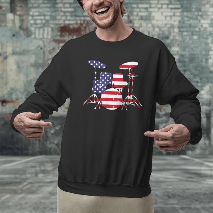 American Flag Drum Kit Patriotic US Drum Art Men Graphic Sweatshirt