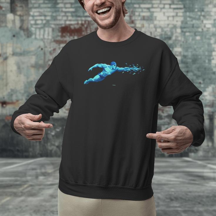 Blue Water Swimming In Freestyle Stroke Men Graphic Sweatshirt Blue Water Swimming In Freestyle Stroke Men Graphic Sweatshirt