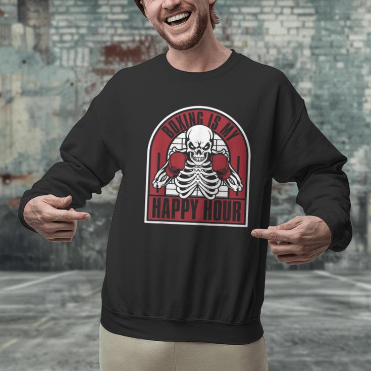 Boxing Is My Happy Hour Muay Thai Kickboxer Fan Boxing Men Graphic Sweatshirt