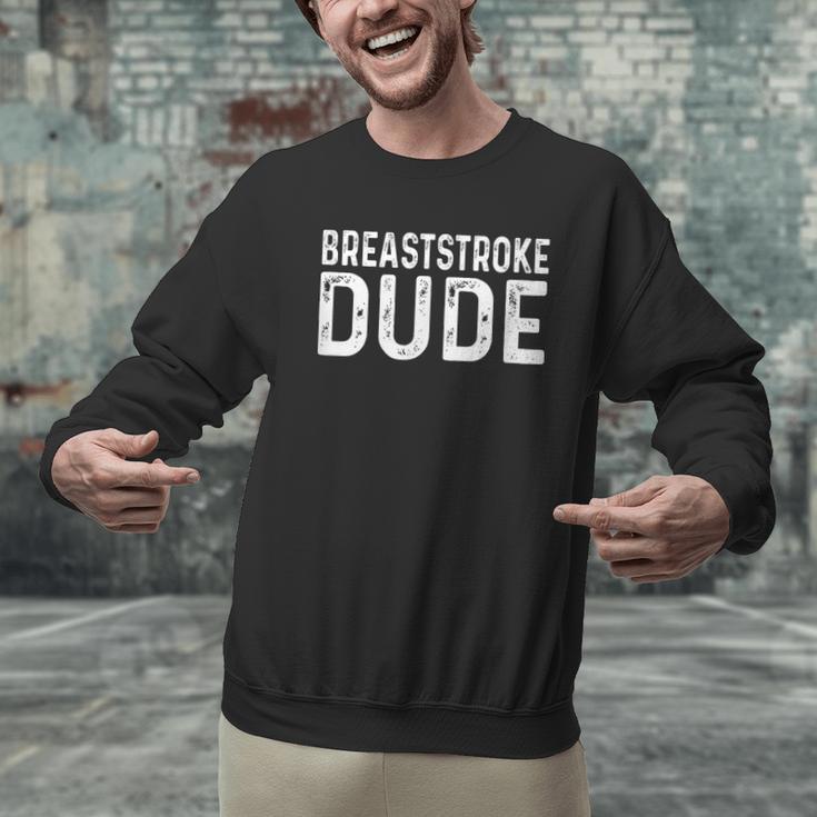 Breaststroke Swimming Dude Distressed Swim Swimmer Pool Men Graphic Sweatshirt