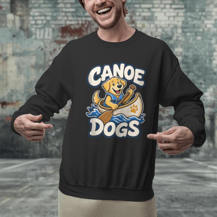 Canoe Dogs Golden Retriever Paddling Graphic Men Graphic Sweatshirt