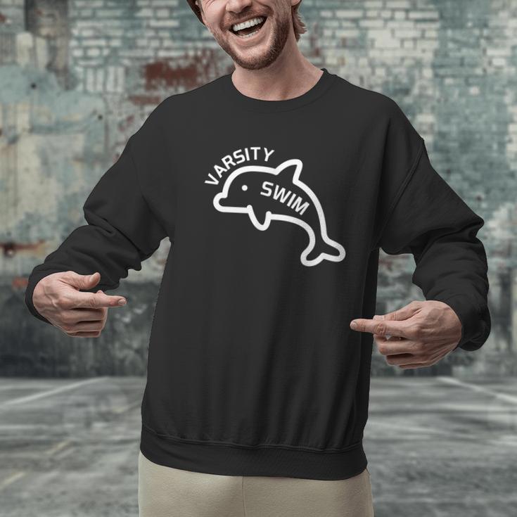 Dolphin Dolfin Varsity Swim Swim Team Swim Club Swimming Men Graphic Sweatshirt Dolphin Dolfin Varsity Swim Swim Team Swim Club Swimming Men Graphic Sweatshirt