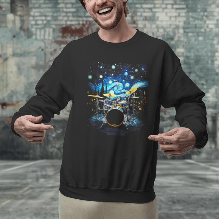 Drum Kit Percussionist Drummer Van Gogh Drums Men Graphic Sweatshirt