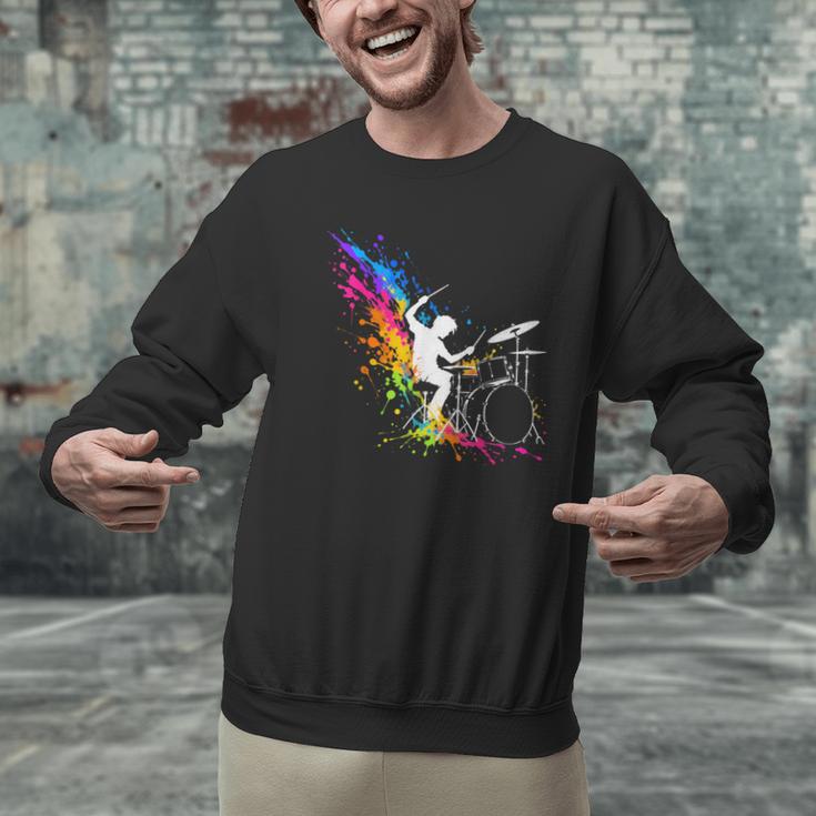 Drummer Silhouette Drum Kit Splatter Art Men Graphic Sweatshirt