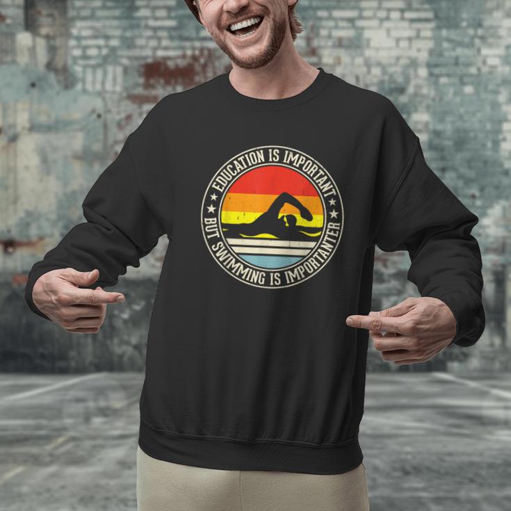 Education Is Important But Swimming Is Importanter Men Graphic Sweatshirt