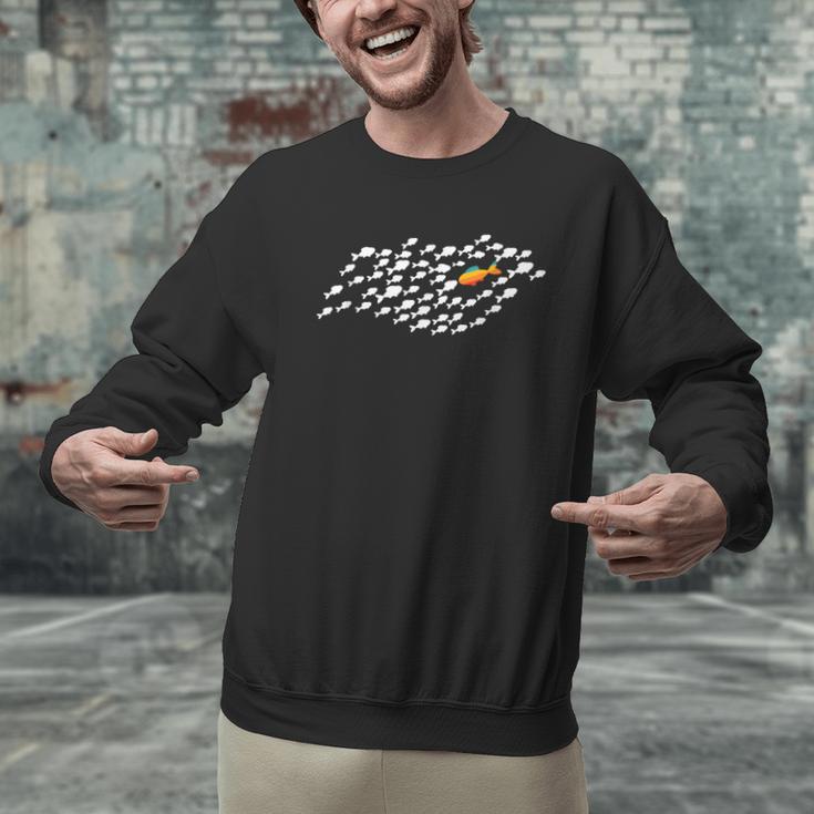 Fish Swimming Against The Current Be Yourself -Adults Kids Modern Casual Men Graphic Sweatshirt