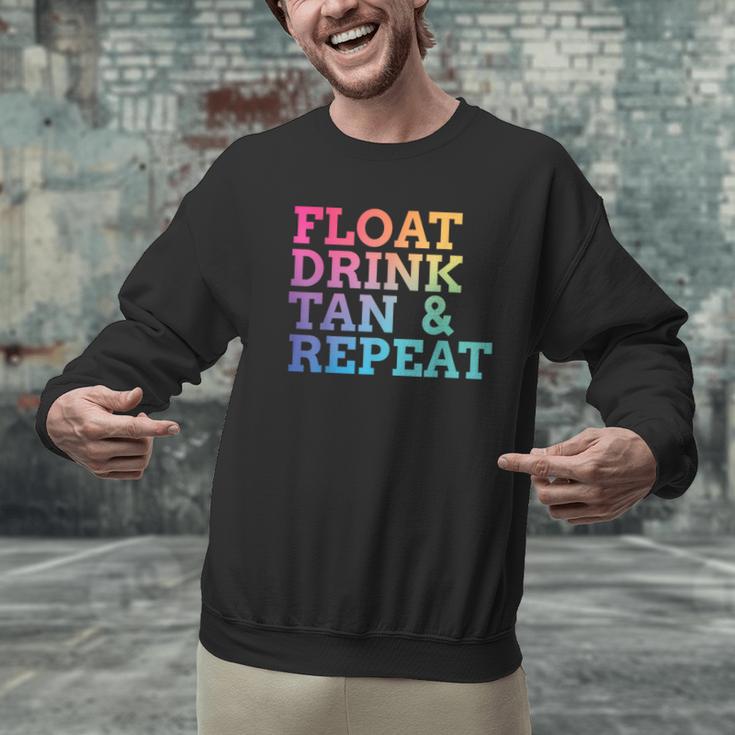Float Drink Tan Repeat Summer Swimming Beach Pool Vacation Men Graphic Sweatshirt