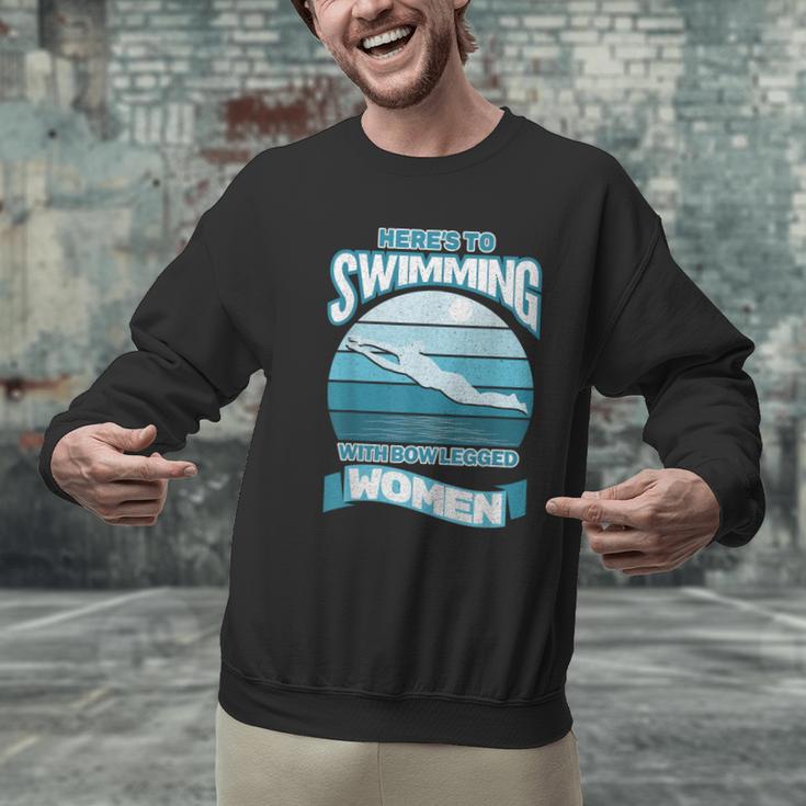 Here's To Swimming With Bow Legged Women Distressed Look Men Graphic Sweatshirt Here's To Swimming With Bow Legged Women Distressed Look Men Graphic Sweatshirt