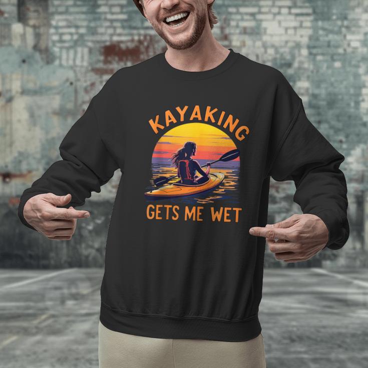 Kayaking Gets Me Wet Kayak Paddling Canoe Adult Joke Sleeveless Men Graphic Sweatshirt